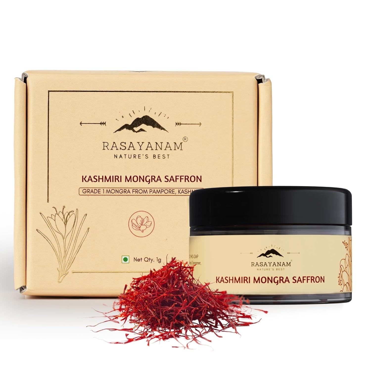Pure Original Kashmiri Saffron / Kesar (crocus sativus) – (1gm) , Pack of 3