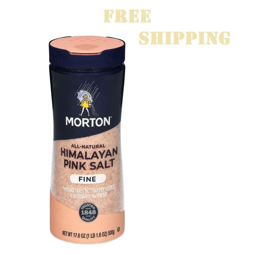 Morton All-Natural fine Himalayan Pink Salt – For Baking, blending 17.6 oz…