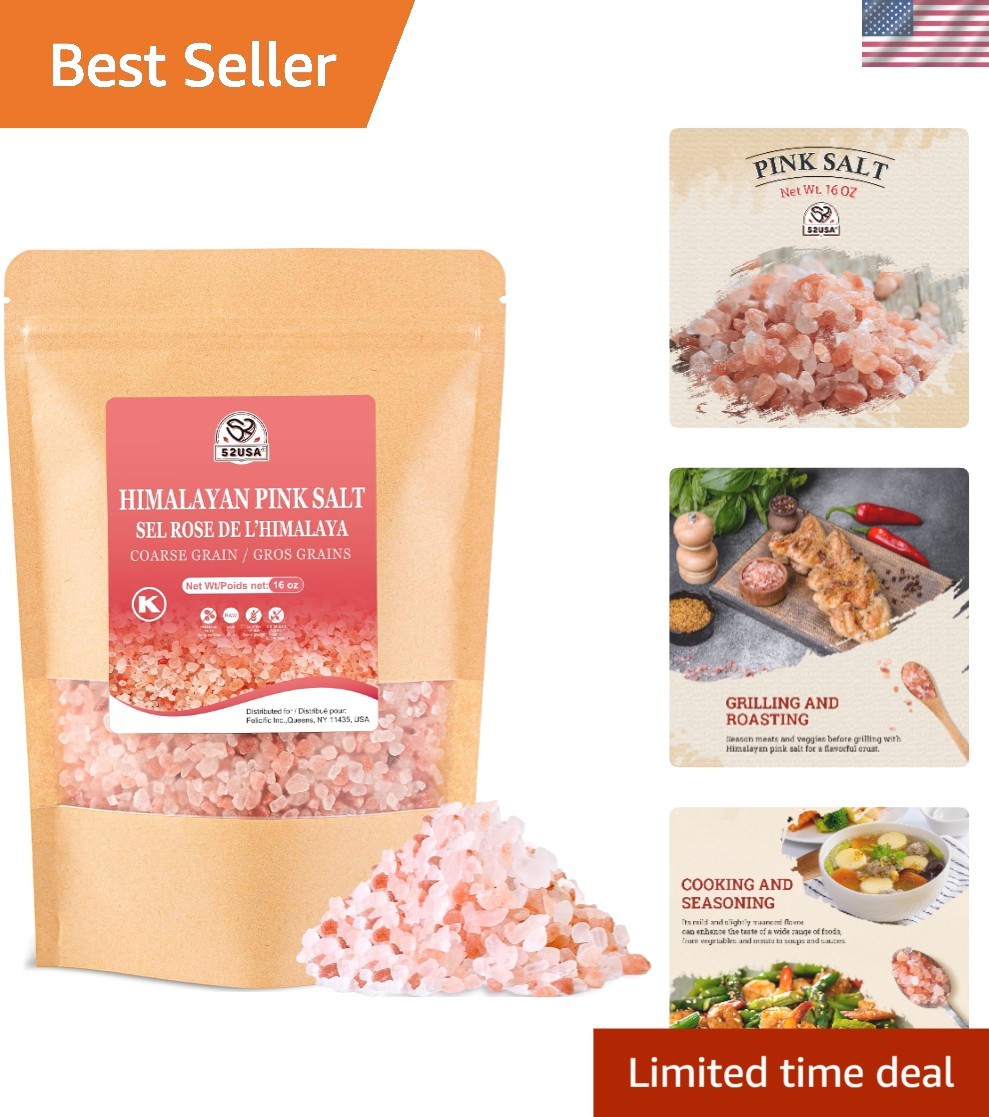 Ethically Sourced Coarse Himalayan Pink Salt 1 lb – Enhance Cooking & Relaxation