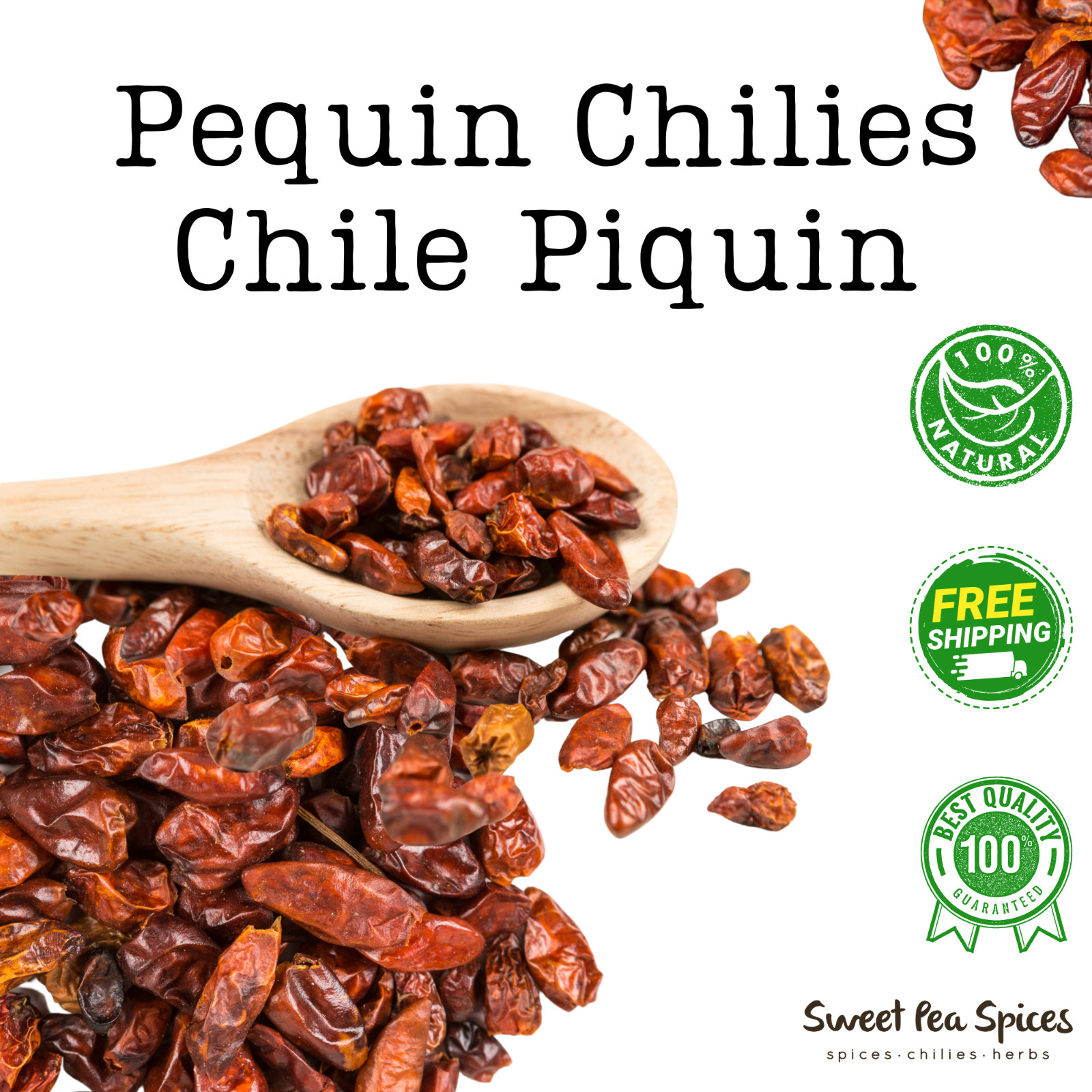 Whole Pequin Chilies – Chile Piquin 1 lb Dried Chile Pepper Bulk 1 Lb