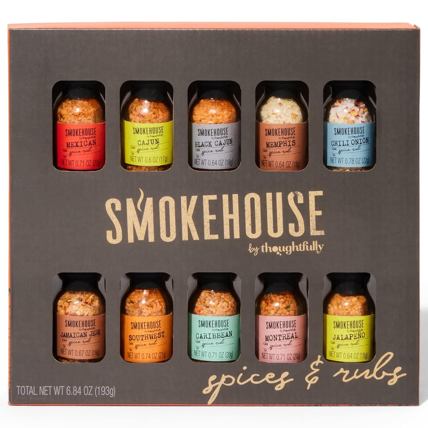 Smokehouse Gourmet Grilling Spice Set – 10 Unique Flavors in Glass Bottles