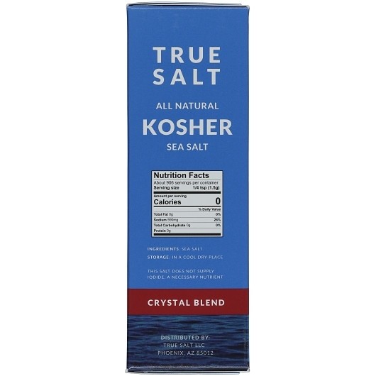 True Salt Crystal Blend Kosher Sea Salt Boxes, 3 Pound, 9 Per Case