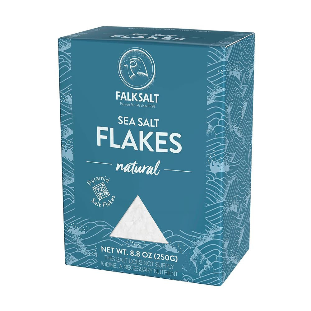 Falksalt Premium Sea Salt Flakes 8.8 Ounce Crunchy Finishing Salt