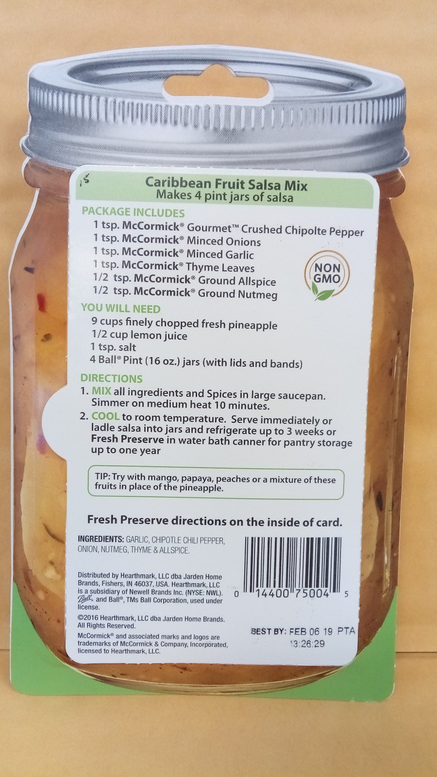 McCormick Caribbean Fruit Sauce Mix Just add Fruit Net WT OZ .43 NON-GMO