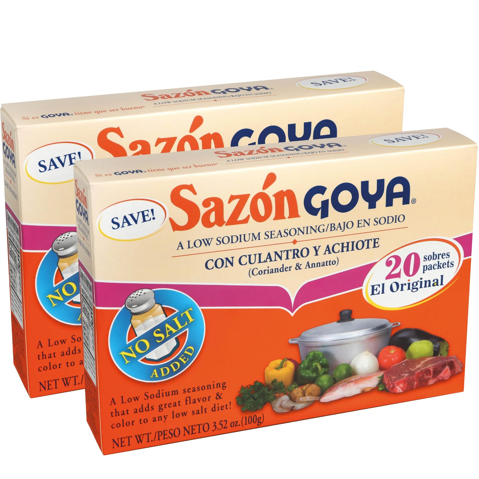 Goya Sazón with Coriander & Annatto, Latin Spice 3.52 Ounce (Pack of 2)