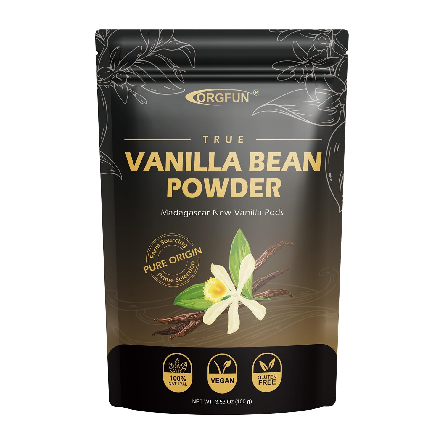 Vanilla Bean Powder 3.53 Oz Native Ground Madagascar Pure Natural Baking