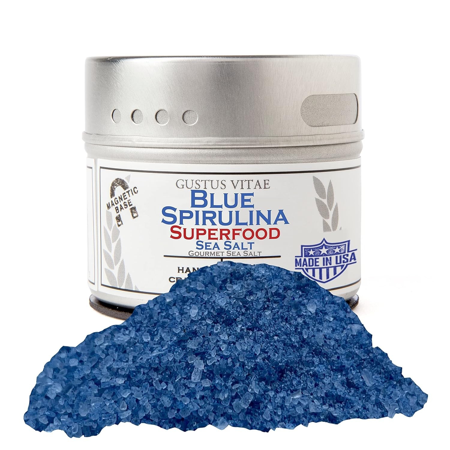 Artisanal Gourmet Sea Salt, Blue Spirulina Infused, All Natural Salt 3 Oz