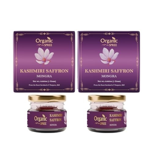 Pure Organic Kashmiri Saffron Kesar 1g Threads – Grade A++ Mongra – Pack of 2