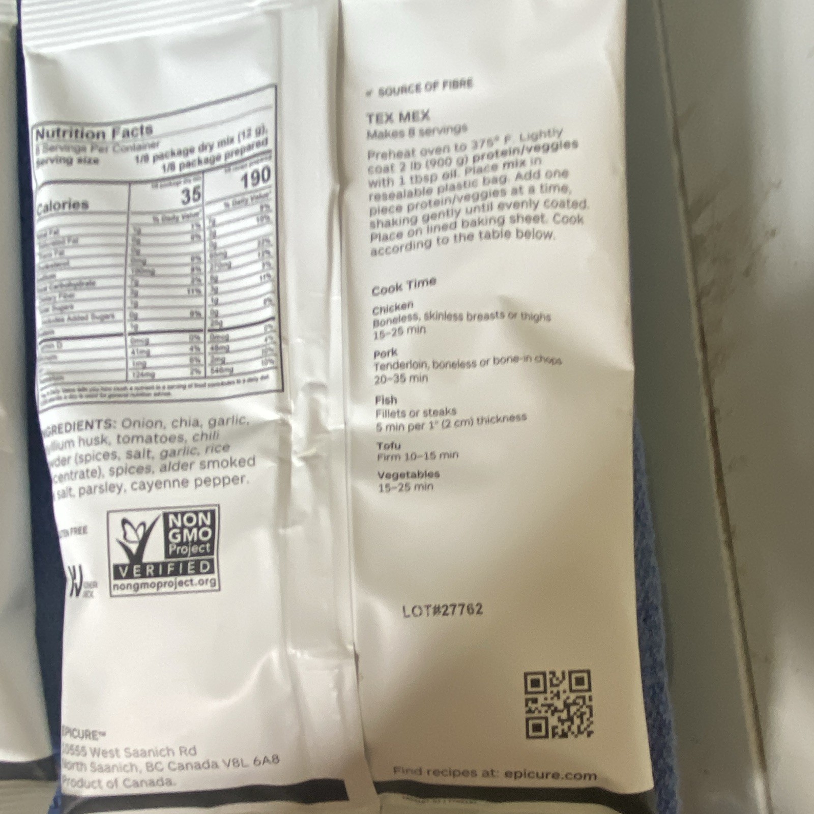 Epicure Tex Mex Crumb Mix Packets 92 g x3 Non-GMO Project Verified