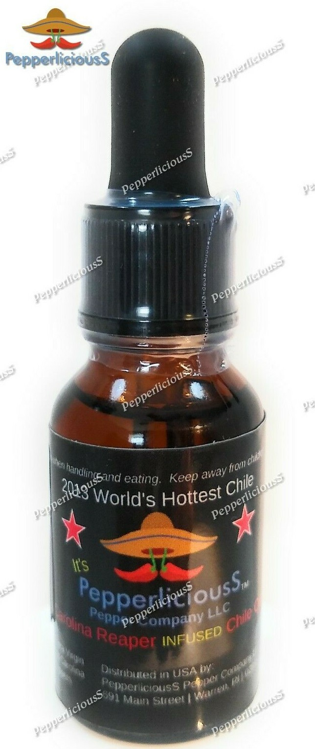 WORLDS HOTTEST CAROLINA REAPER INFUSED CHILI PEPPER OIL – (ExtraVrgnOlve) 1/2 OZ