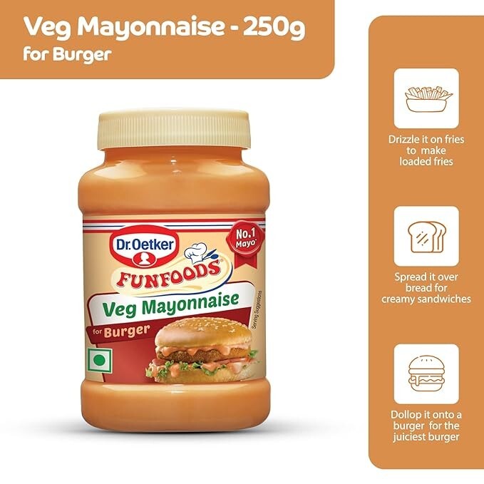 Dr. Oetker FunFoods Veg Mayonnaise Burger, 250g