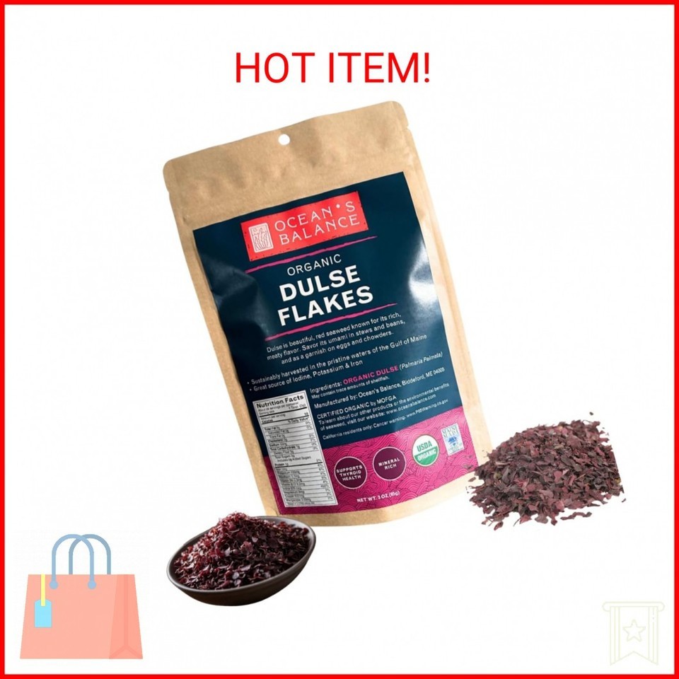 Ocean’s Balance Organic Dulse Flakes — Atlantic Dulse Organic Flakes for Keto