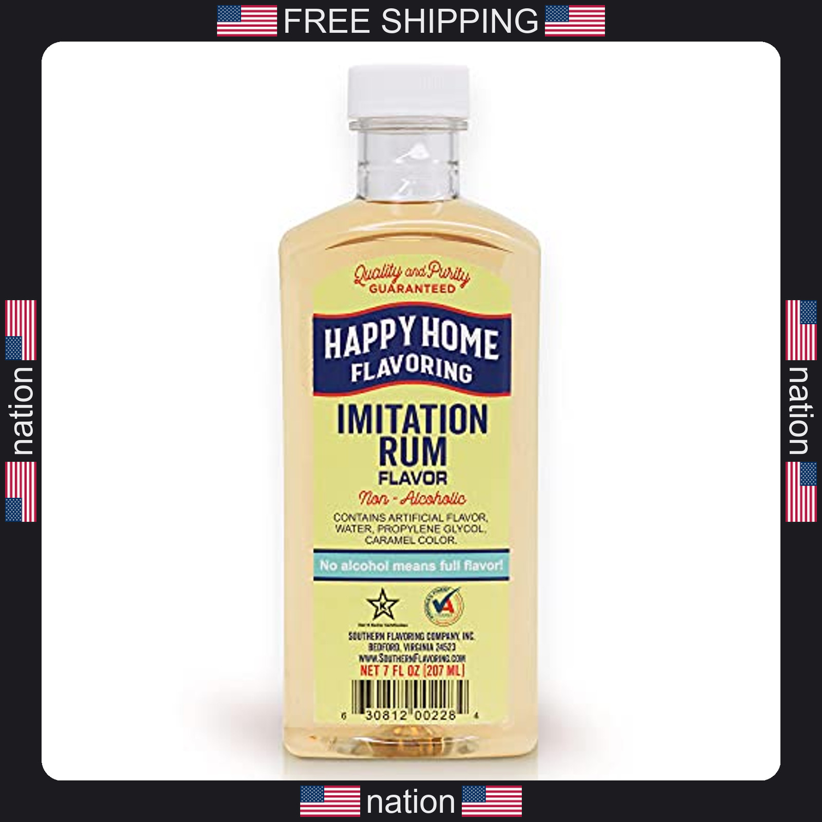 Happy Home Imitation Rum Flavoring, Non-Alcoholic, Certified Kosher, 7 oz.