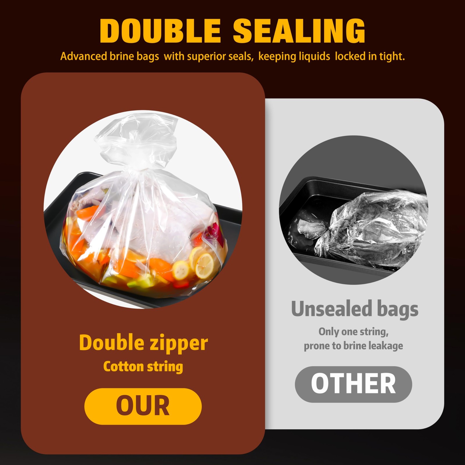 Turkey Brining Bags Kit of 2 Extra Large, 21.6″×19.6″, Brine Bag with Double-…