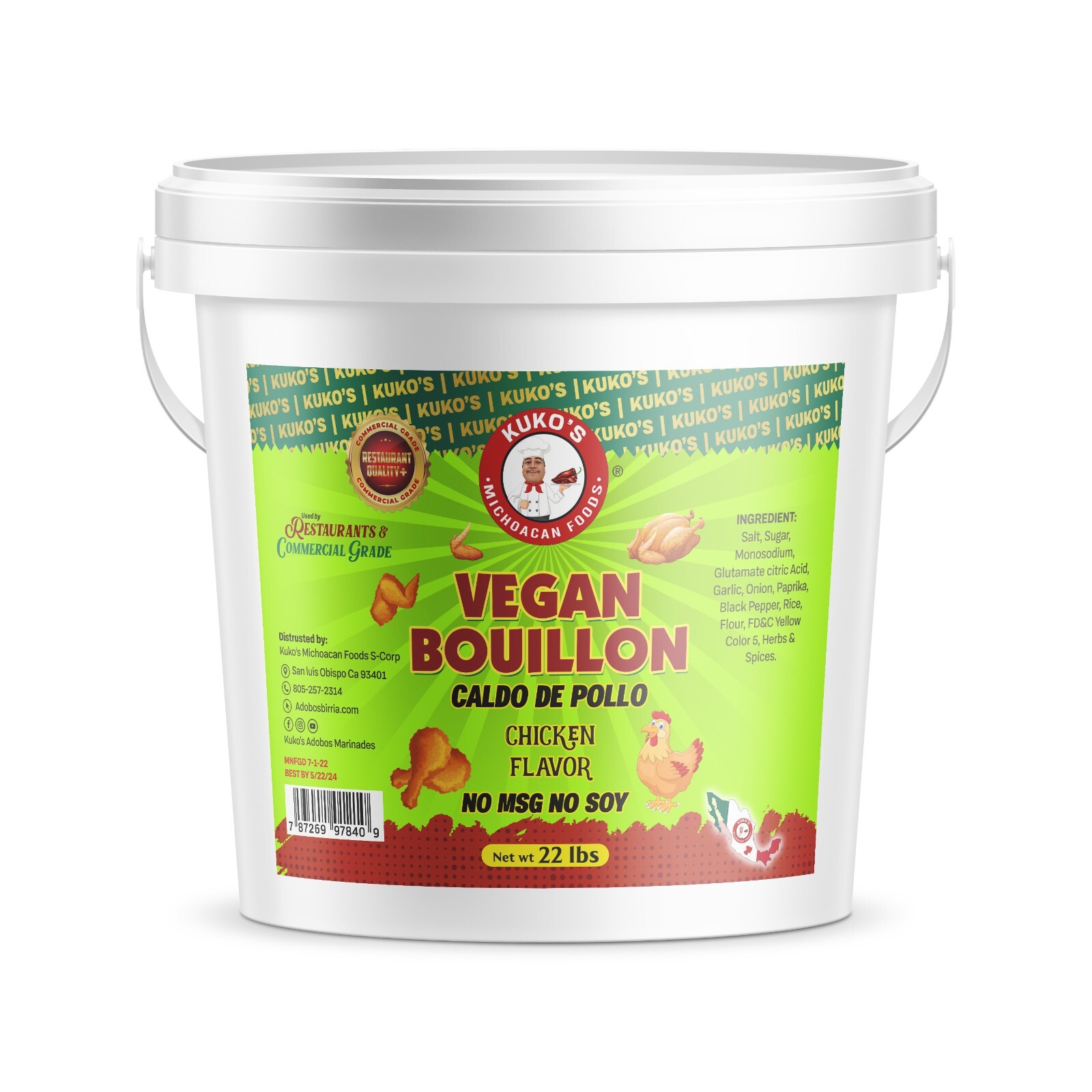vegan chicken flavor bouillon No Soy no msg 20lbs commercial grade