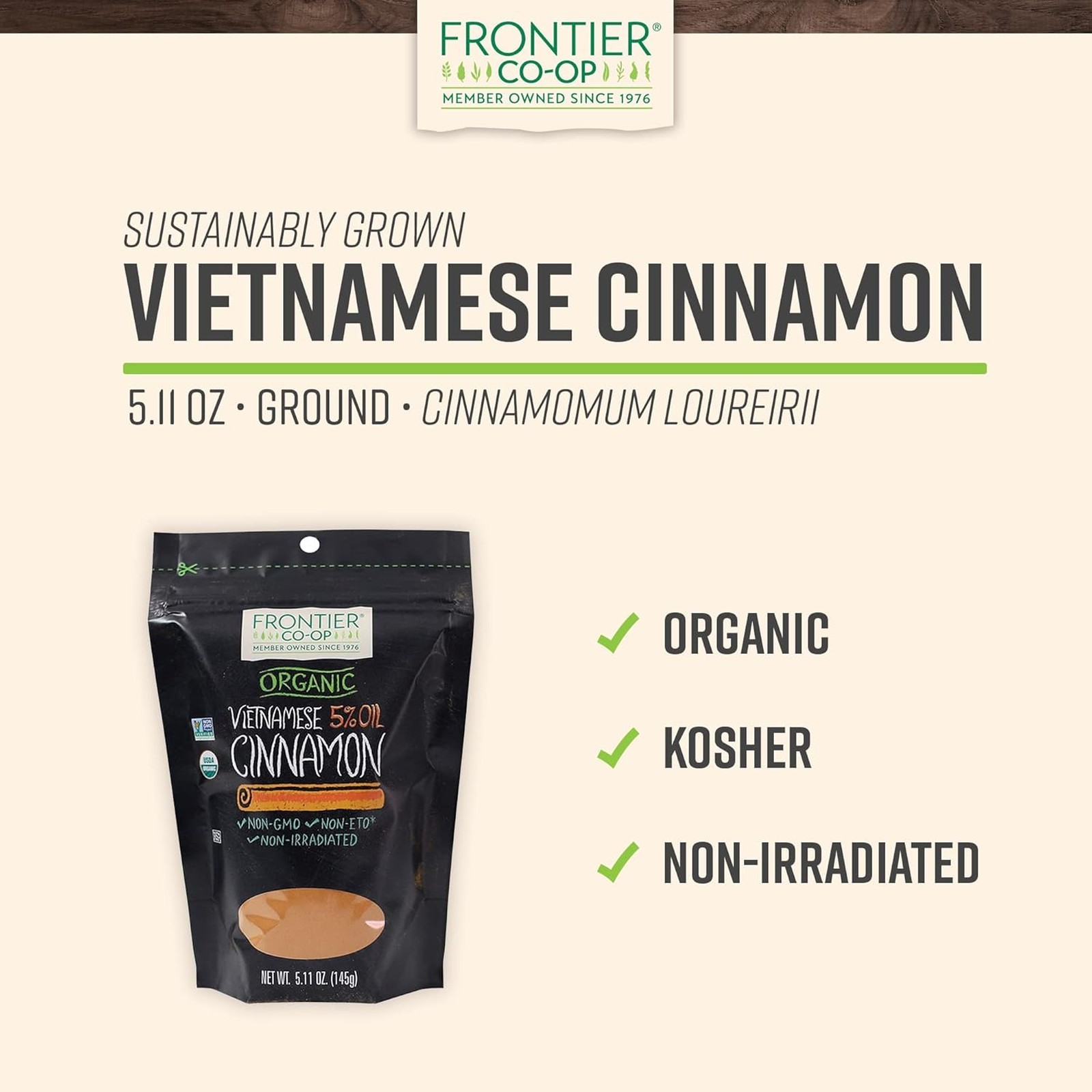 Organic Ground Vietnamese Cinnamon 5.11oz Spice Natural Ground Ceylon Cinnamon