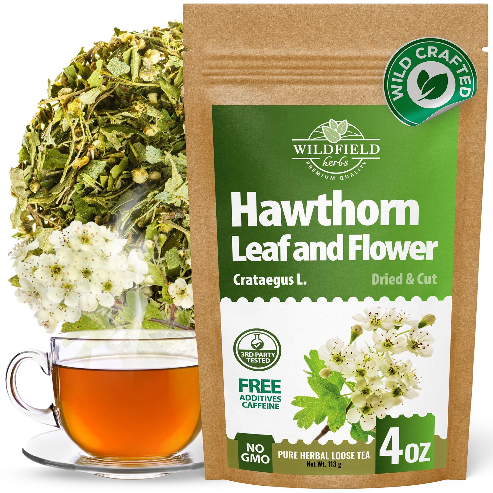 4 oz. Hawthorn Tea Hawthorne Leaf Flower Herbal (Crataegus) – 4 Ounce