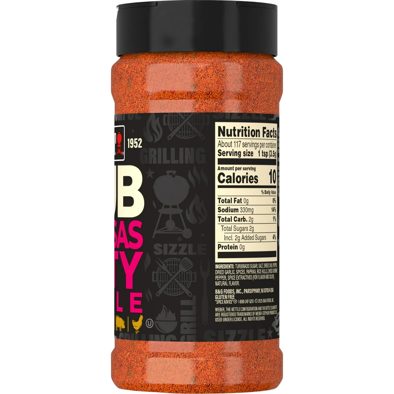 Weber Kansas City Sweet Tangy BBQ Dry Rub Seasoning, Gluten Free, 14.5oz