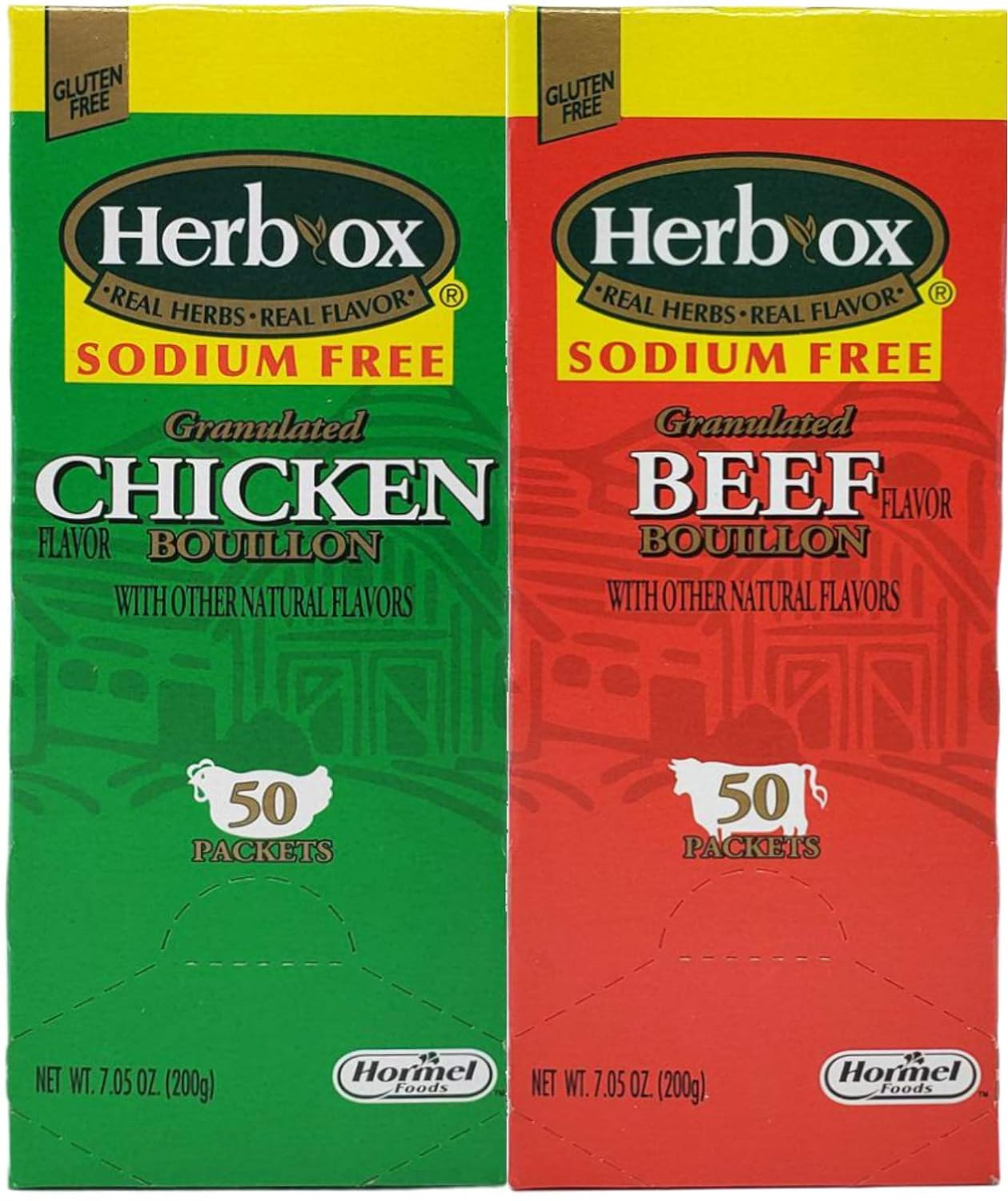Sodium Free Bouillon Bundle,`Beef and Chicken, 100 Total Packets