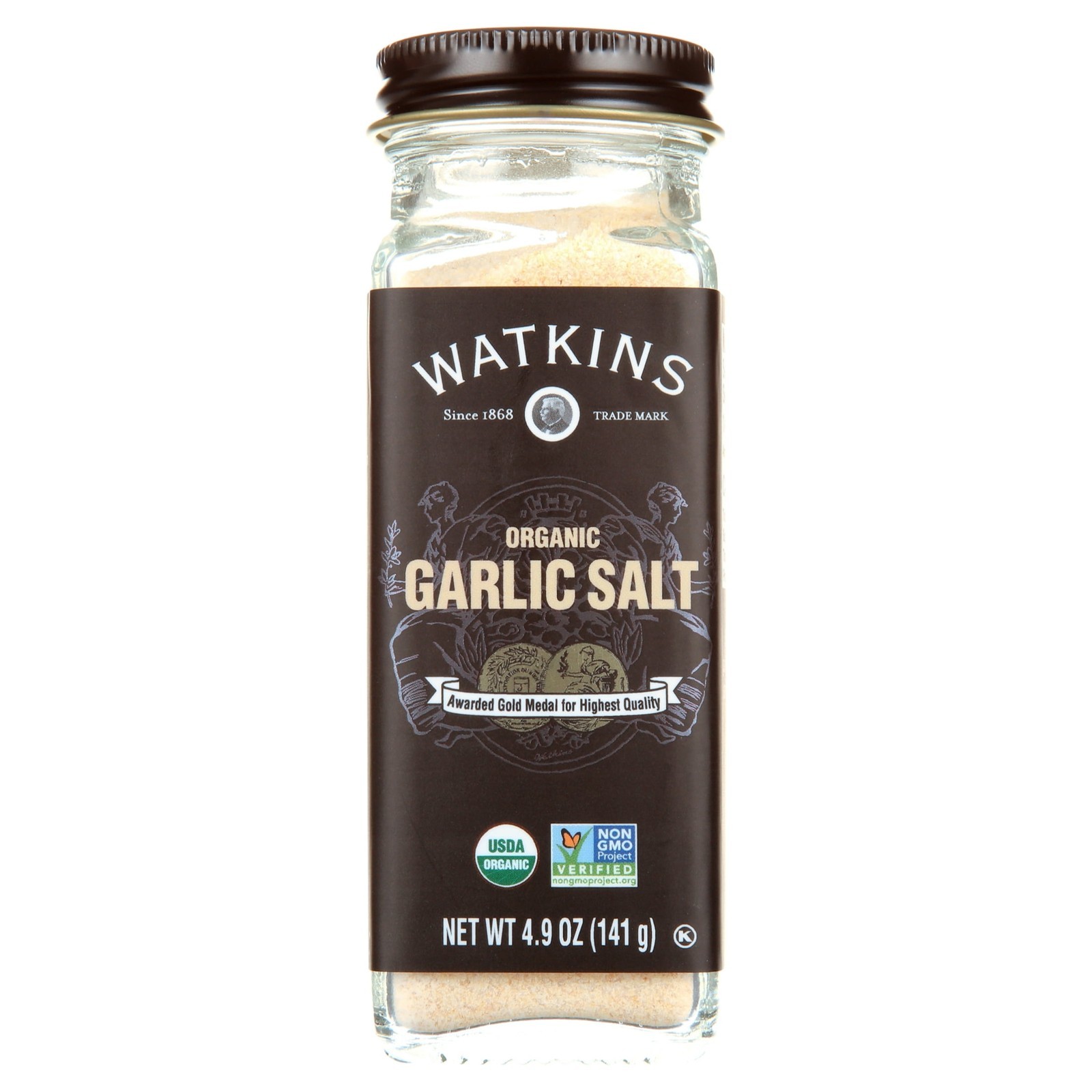 Gourmet Organic Garlic Salt Jar 4.9 oz Spice Shaker for Seasoning Food