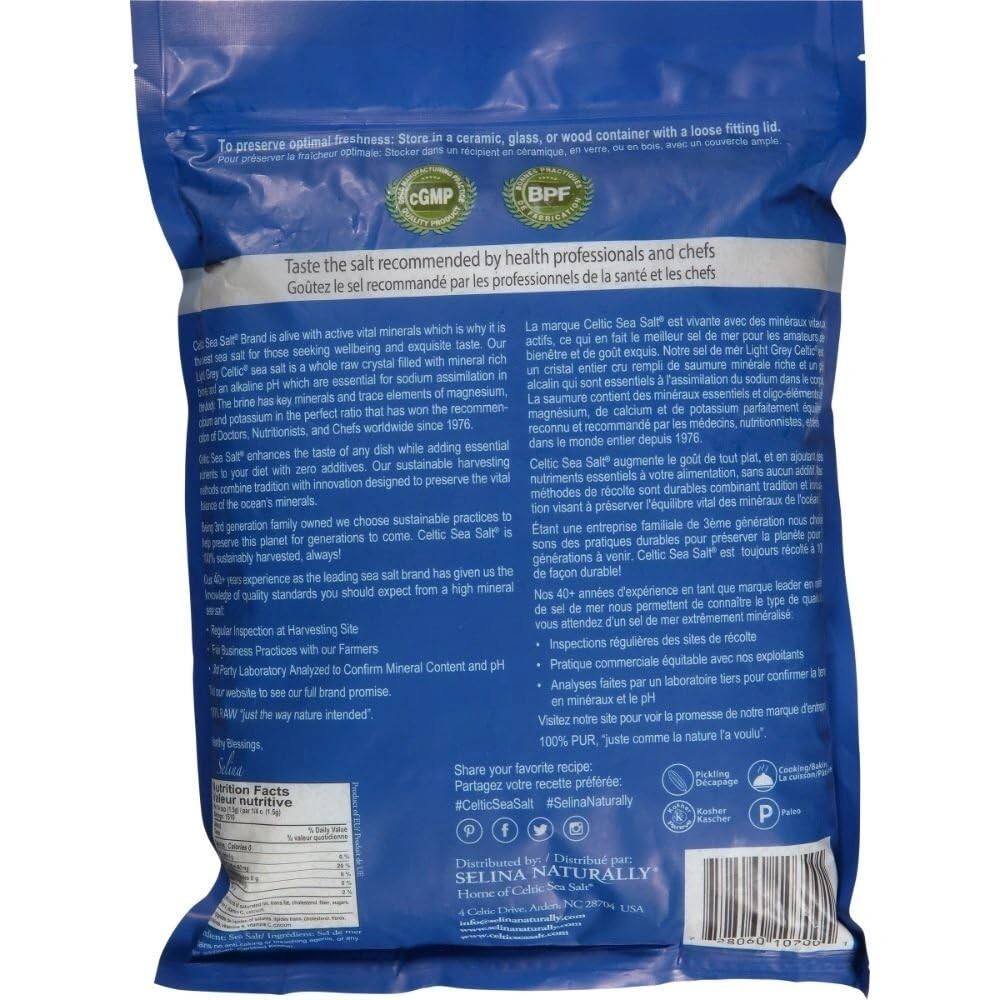 Moist and Nutritious Light Grey Sea Salt – 5 Pound Resealable Bag – No Additives