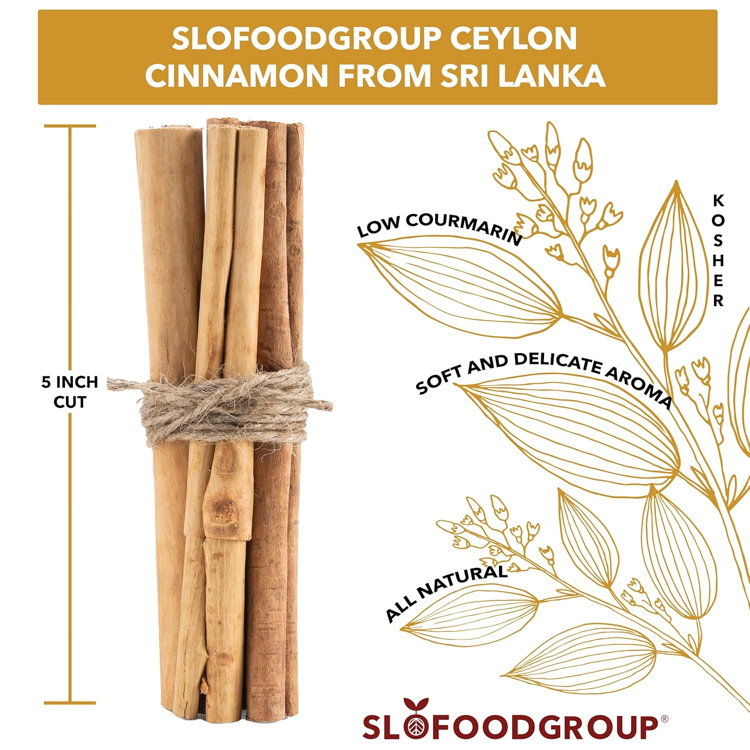 Ceylon Cinnamon Sticks – Pure Ceylon Cinnamon Quills 5 Inch Cut Cinnamon Spic…