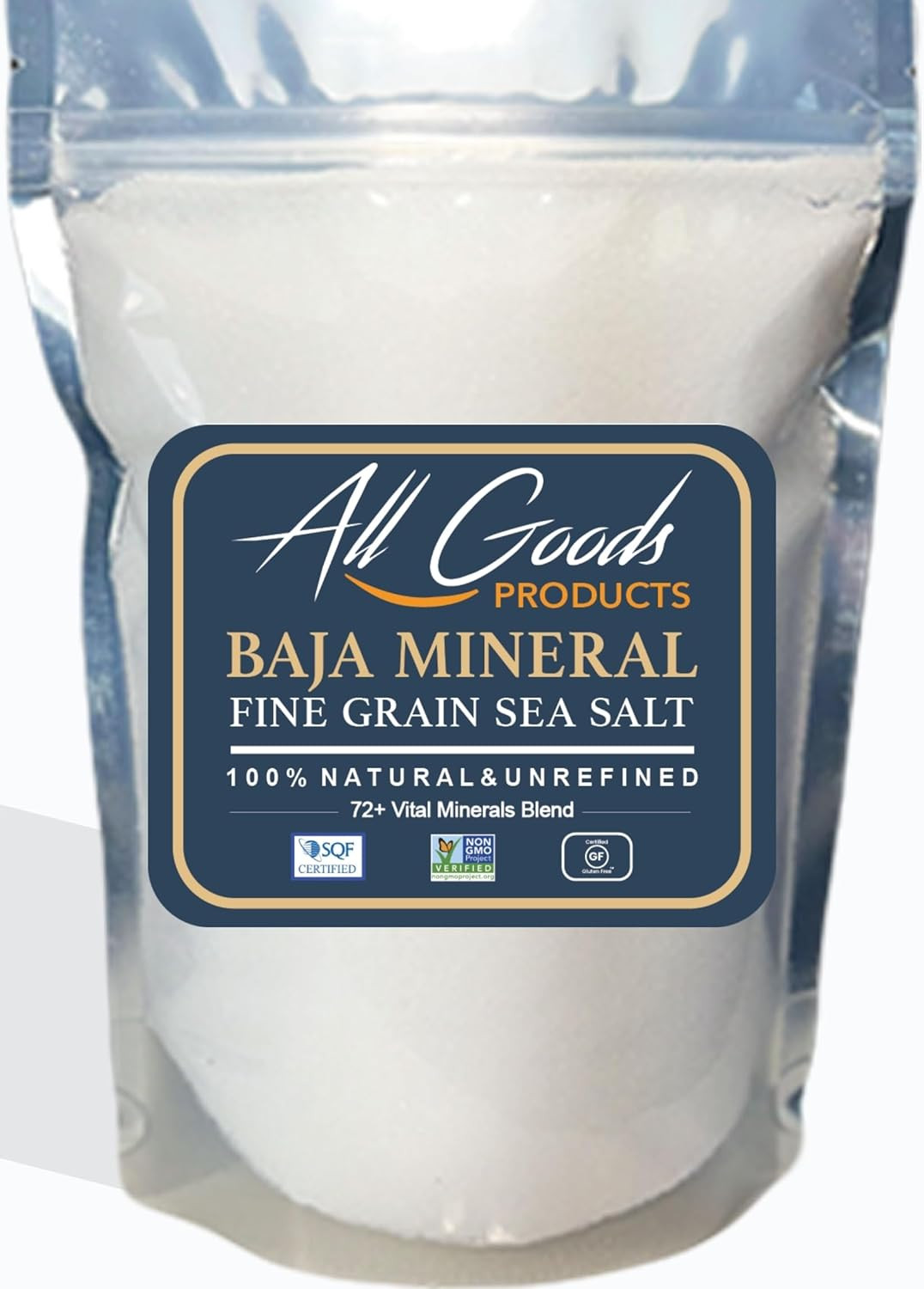 All Goods Baja Mineral Sea Salt, Natural Fine Grain – 16 Oz 100% Natural Unrefin