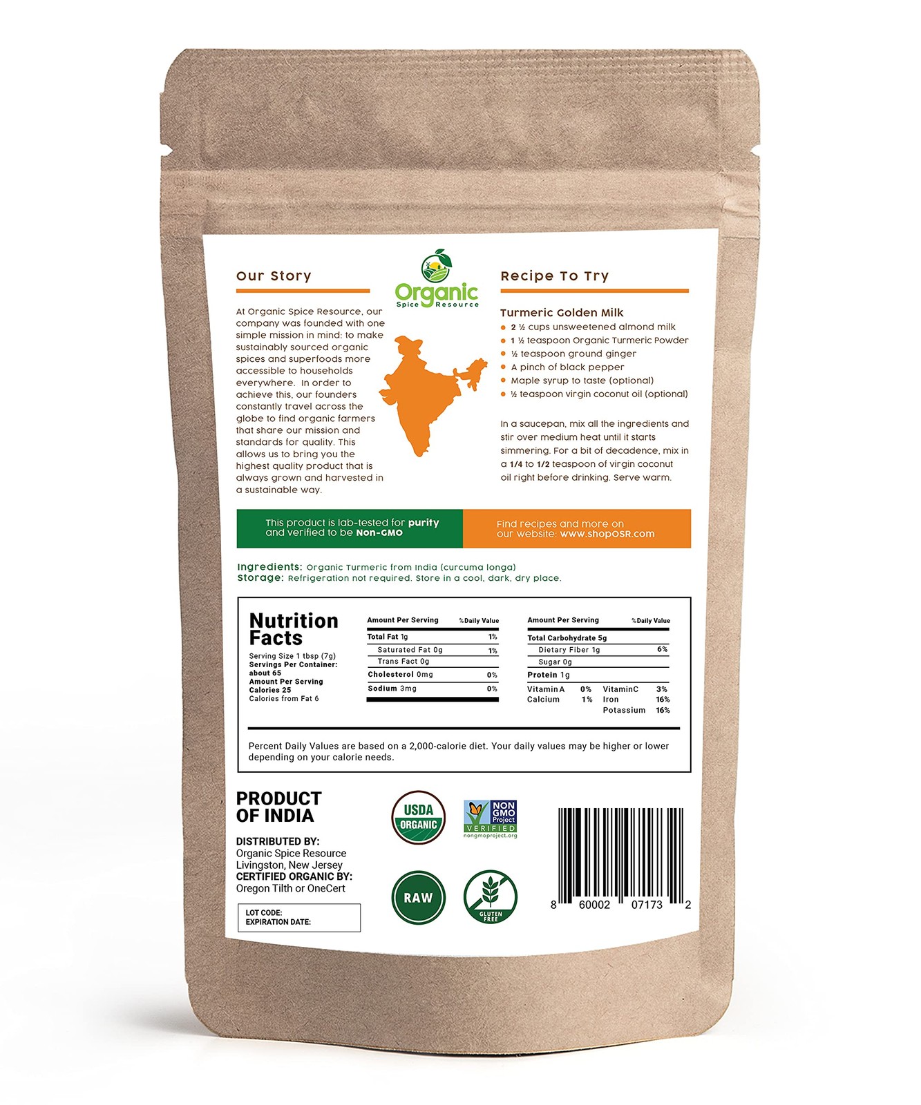 OSR – Organic Turmeric Powder with Curcumin | 16oz or 1 Pound (Pack of 1)