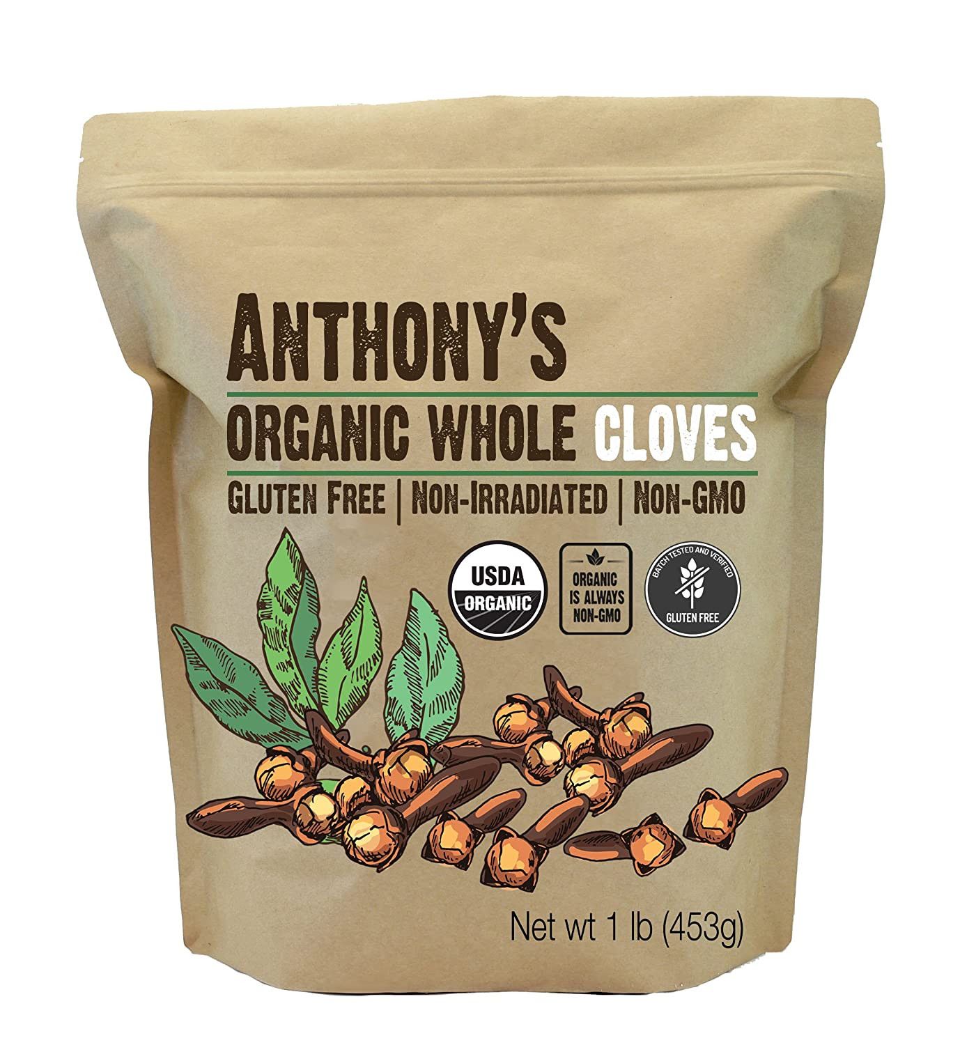 Anthony’S Organic Whole Cloves, 1 Lb, Gluten Free, Non GMO, Non Irradiated, Keto