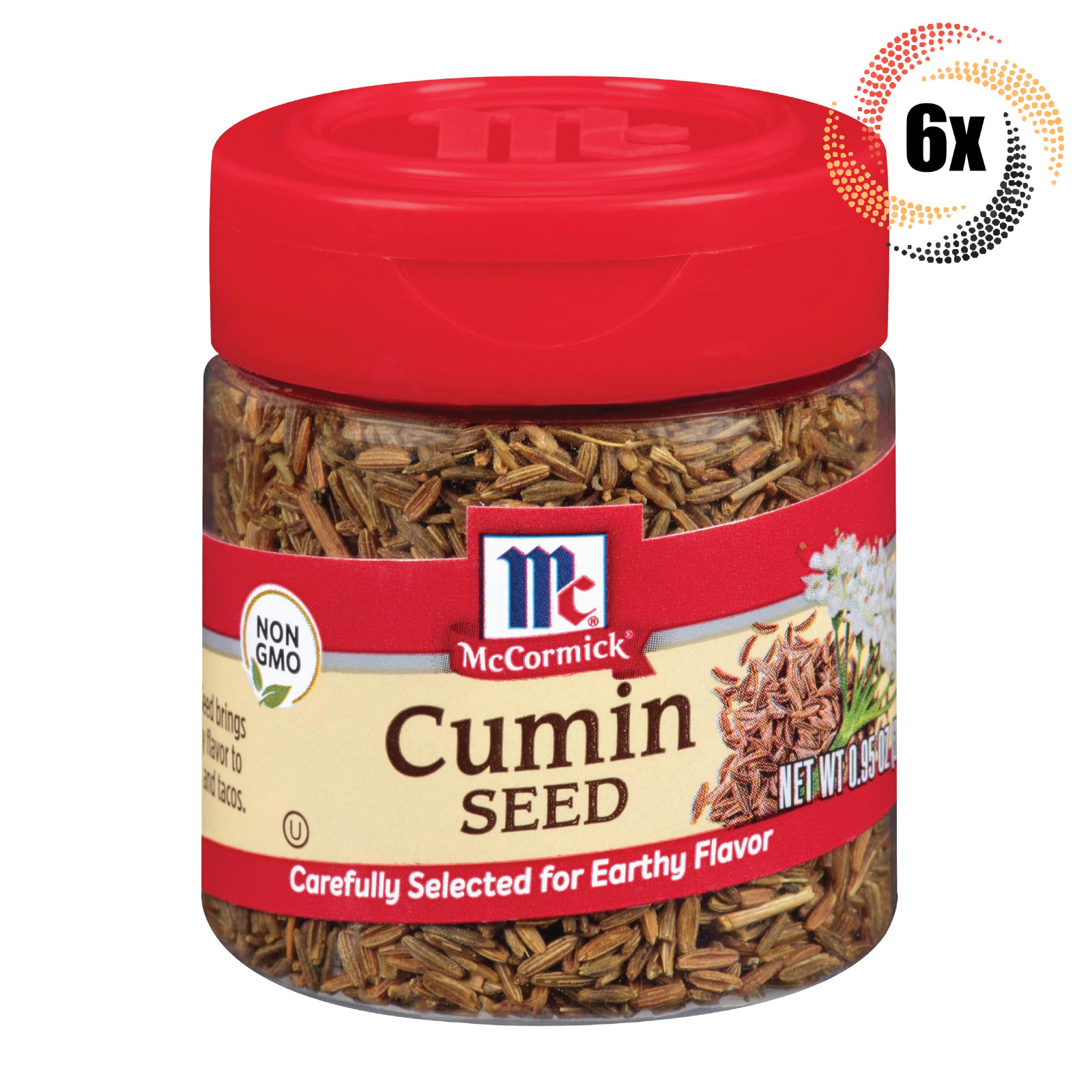 6x Shakers McCormick Cumin Seed Seasoning | .95oz | For Earthy Flavor