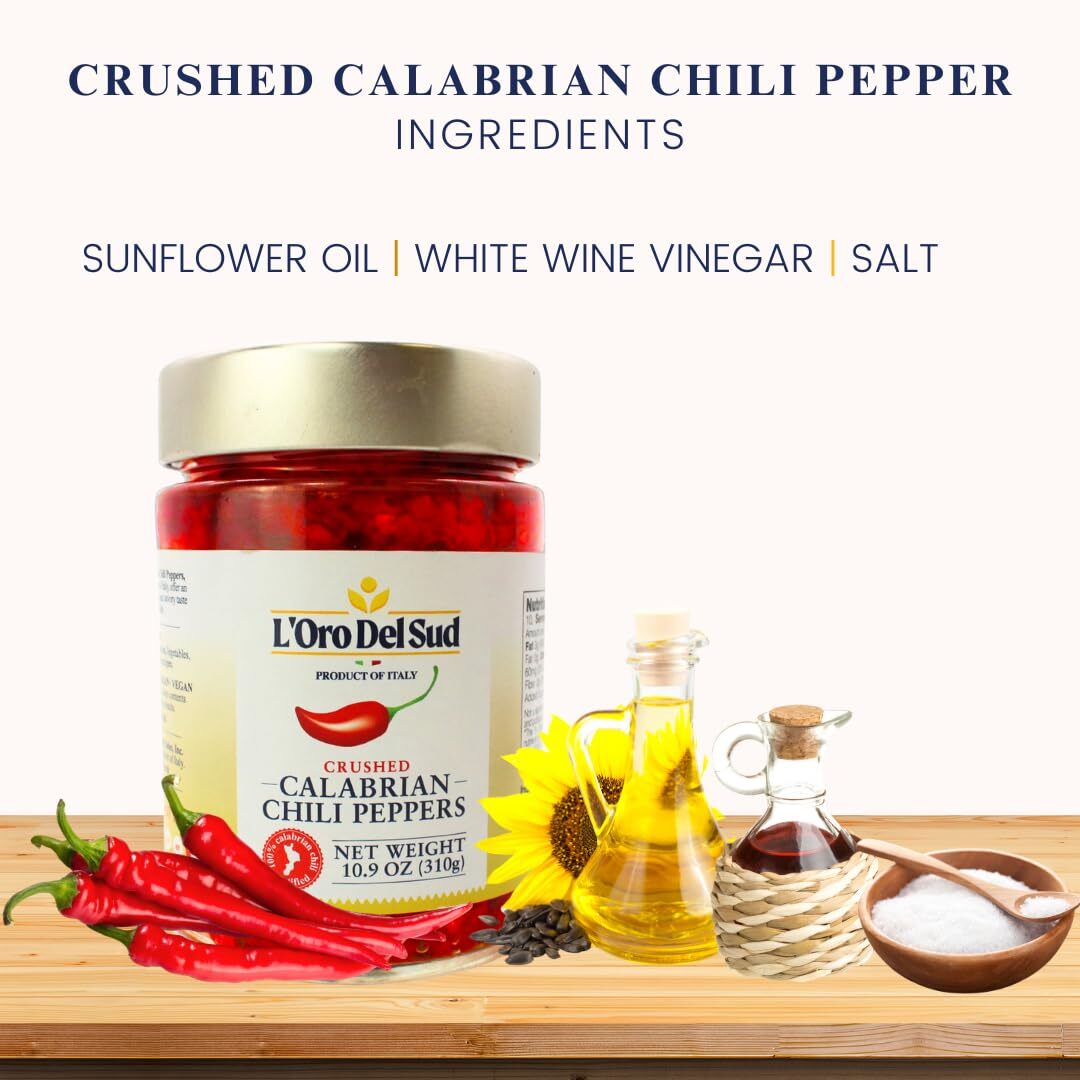 Crushed Calabrian Chili Peppers Paste, 9.8 Oz (280 G) Spread, Chopped, Grown and