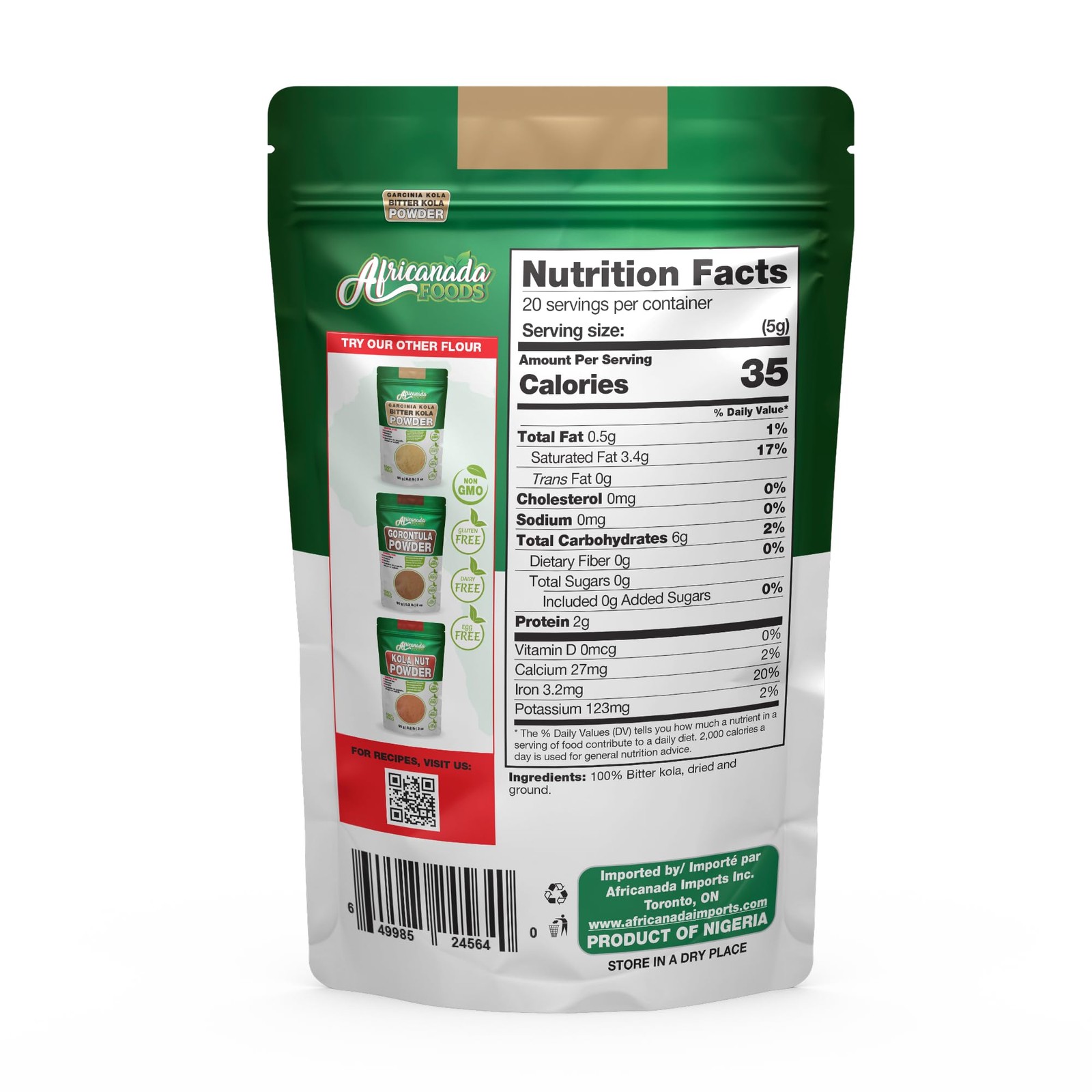 Premium Garcinia Kola Powder – African Bitter Kola Nut Powder, Petit Cola Nut Po