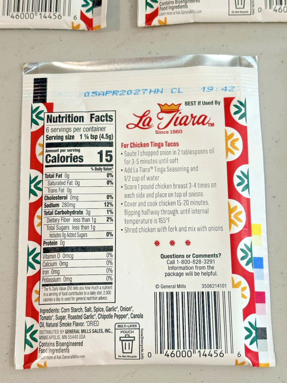 Lot of 5 La Tiara Tinga Taco Seasoning Spice Mix 1oz – Chicken Tacos