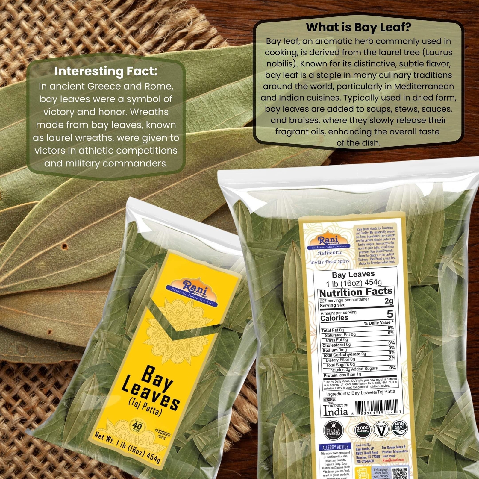 Rani Bay Leaf (Leaves) Whole Spice Hand Selected Extra Large 16oz (1lb) 454g