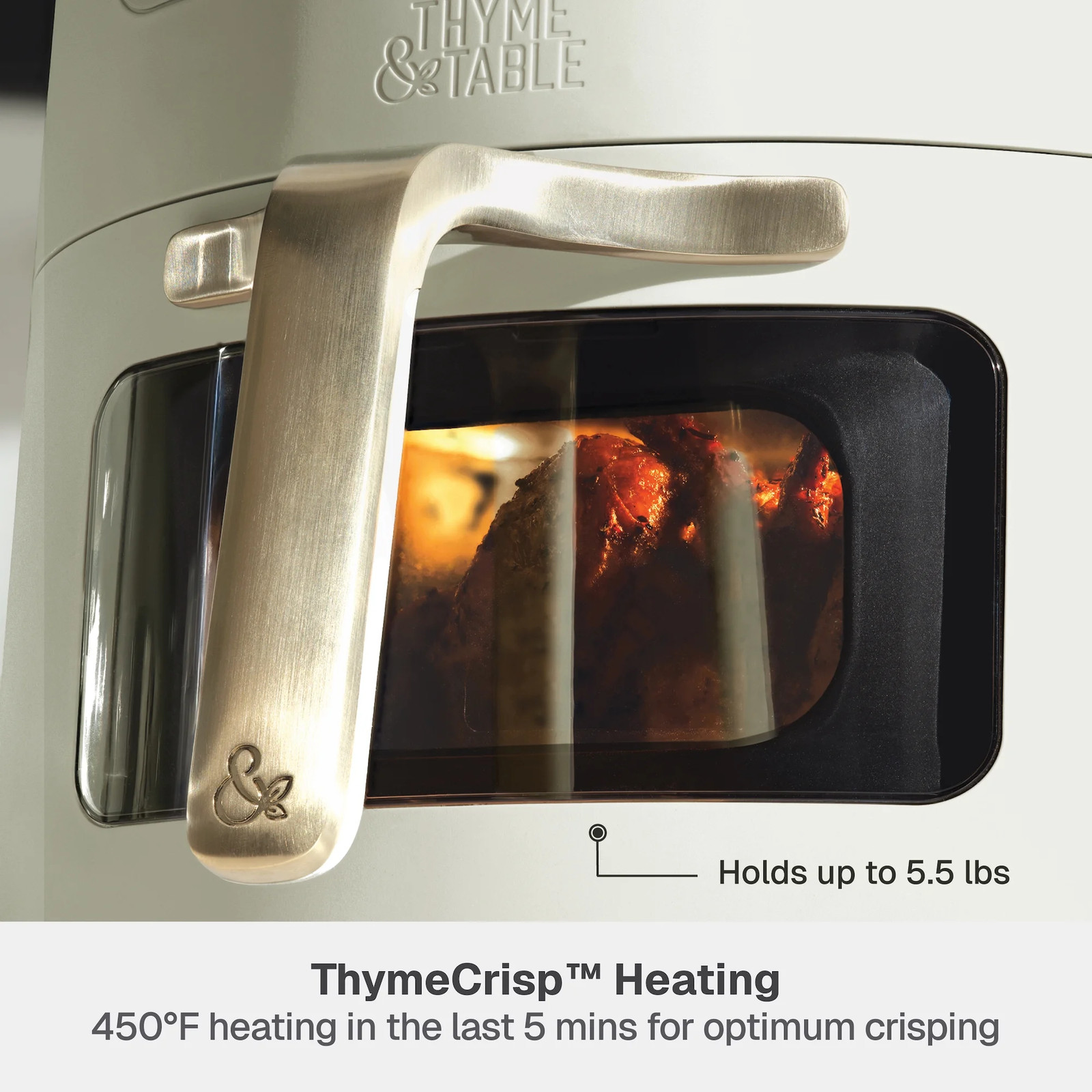 6QT Air Fryer with Thymecrisp Ceramic Nonstick Basket Eucalyptus Green