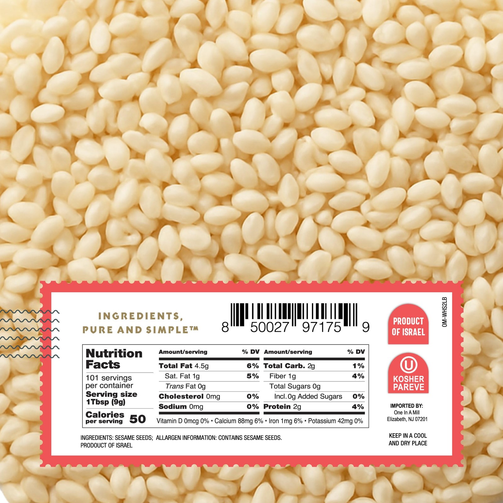 Hulled Sesame Seeds 2 LB | Pure White for Tahini, Dressings, Baking | Non-GMO,