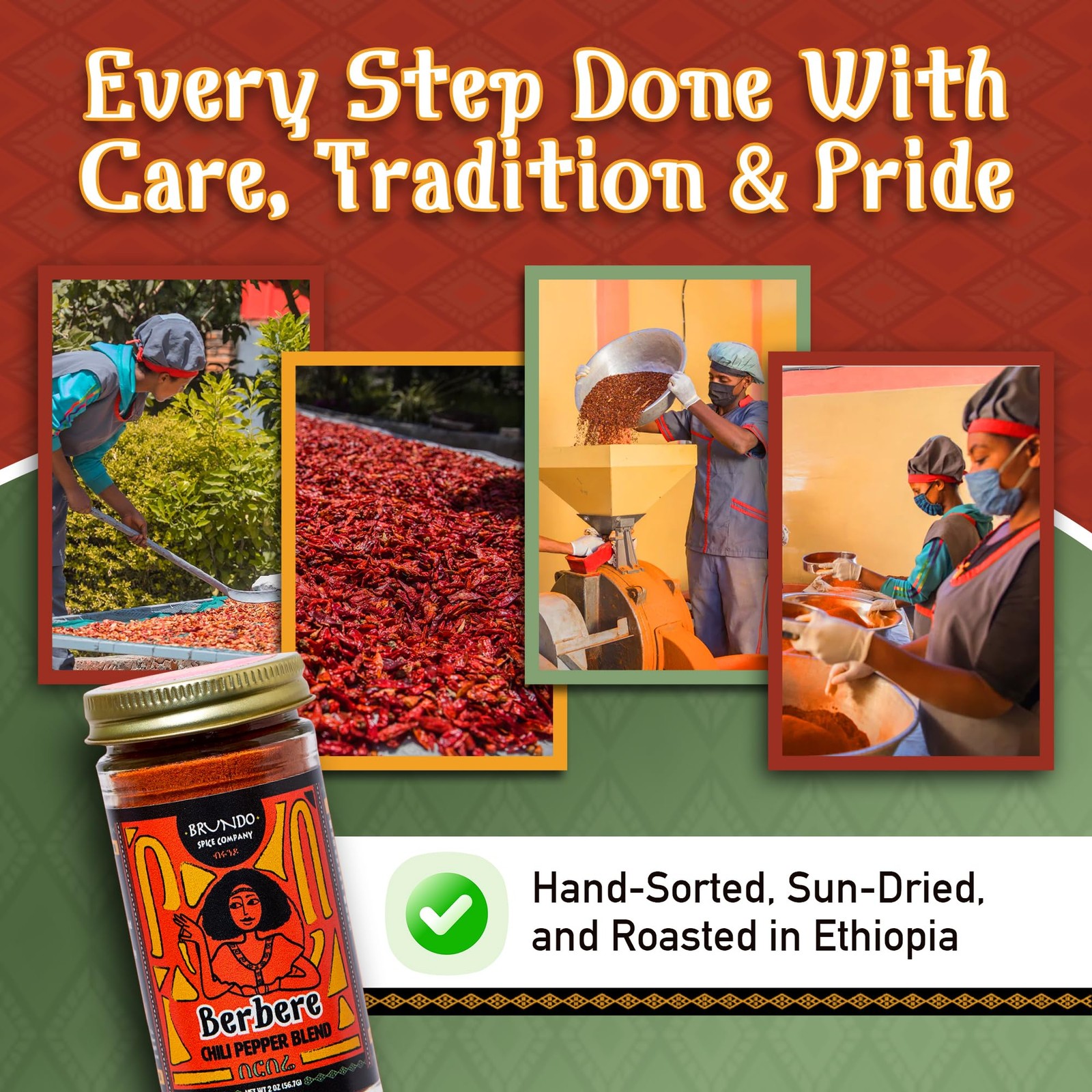 Brundo Spices Imported Ethiopian Berbere Chili Pepper Blend (2 oz) | Authenti…