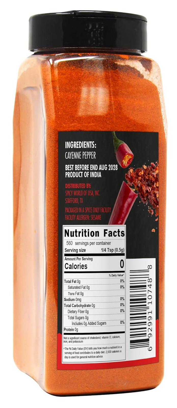 Cayenne Pepper Powder 16oz Jar – 50000 SHU Gluten Free All Natural Red Pepper