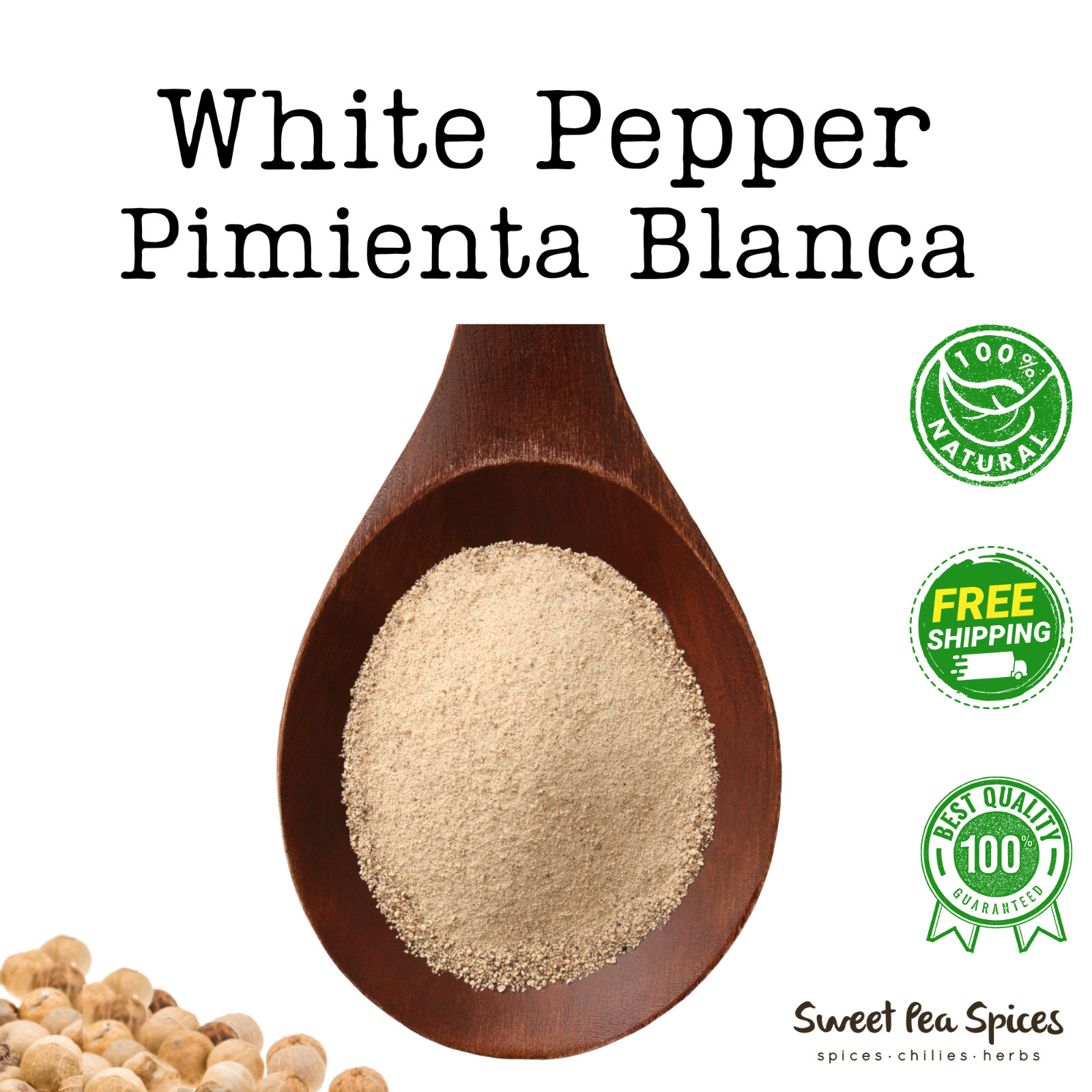 4 oz Ground White Pepper – Pimienta Blanca – Freshly Fine Ground, Premium