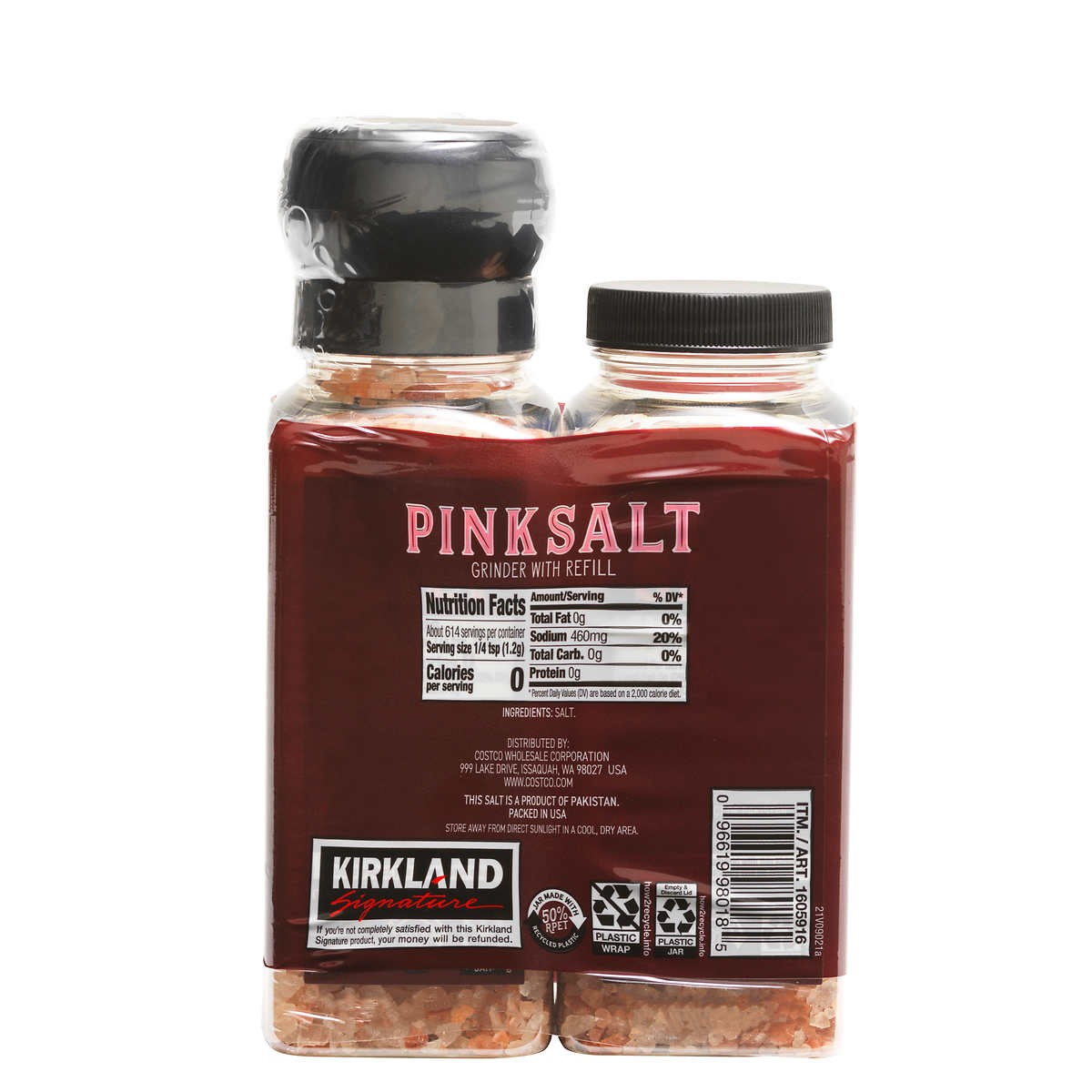 Kirkland Signature Pink Salt, Grinder wtih Refill, 13 Ounce (2 Count)