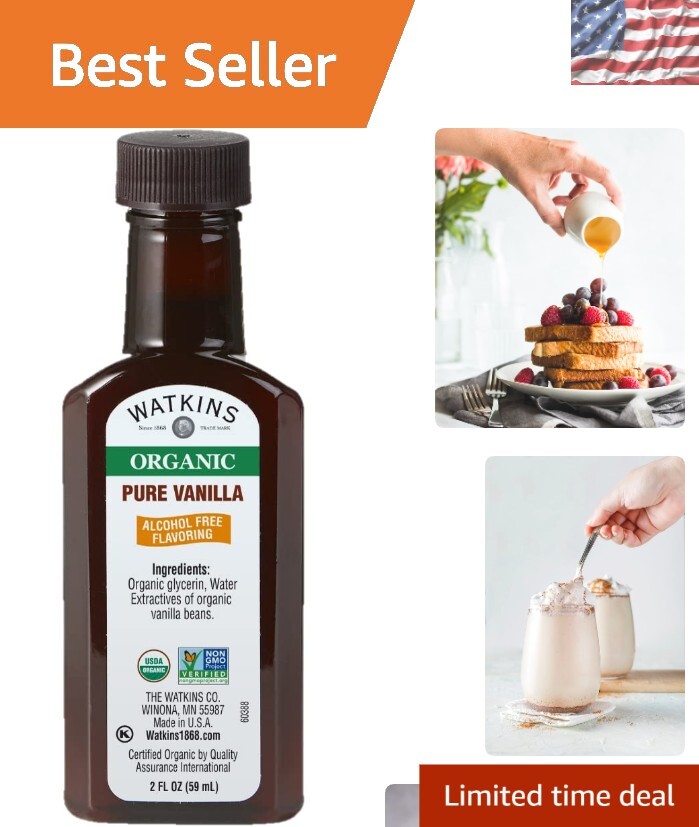 Rich Organic Alcohol-Free Vanilla Flavoring – 2 Fl Oz for Smoothies and Desserts