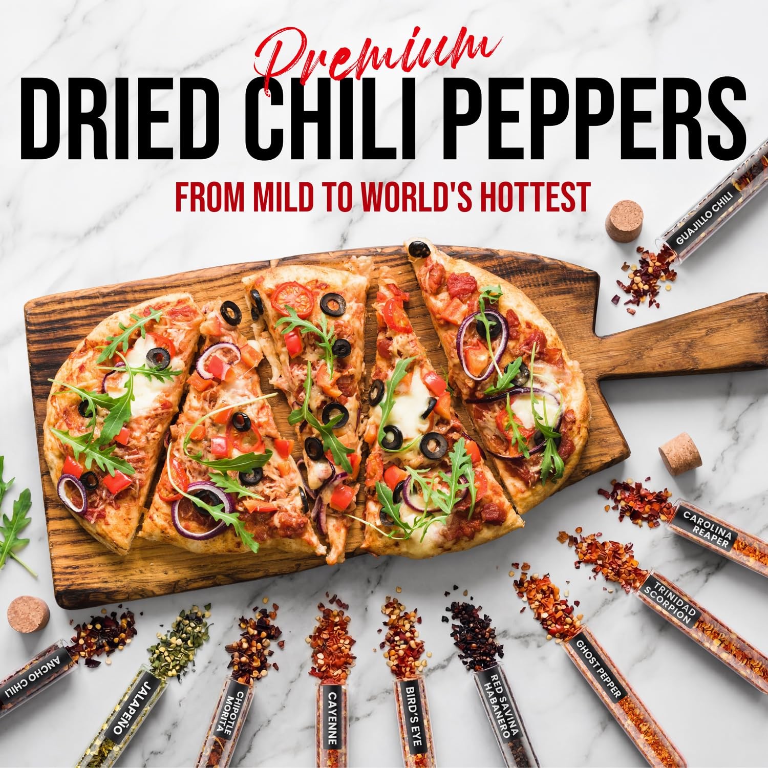 Crushed Pepper Flakes Variety Pack – 10 Chili Flake Peppers from Mild to Worl…