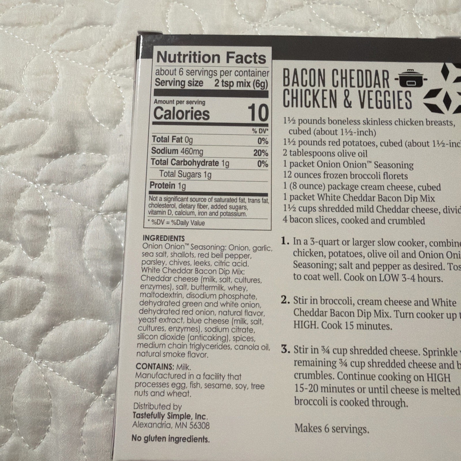 Tastefully Simple One Pot Bacon Cheddar Chicken And Veggies Mix Quick Easy Meal