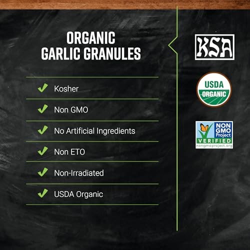 Organic Garlic Granules 2.7 Ounce Seasoning For Pasta Sauces Marinades Dips
