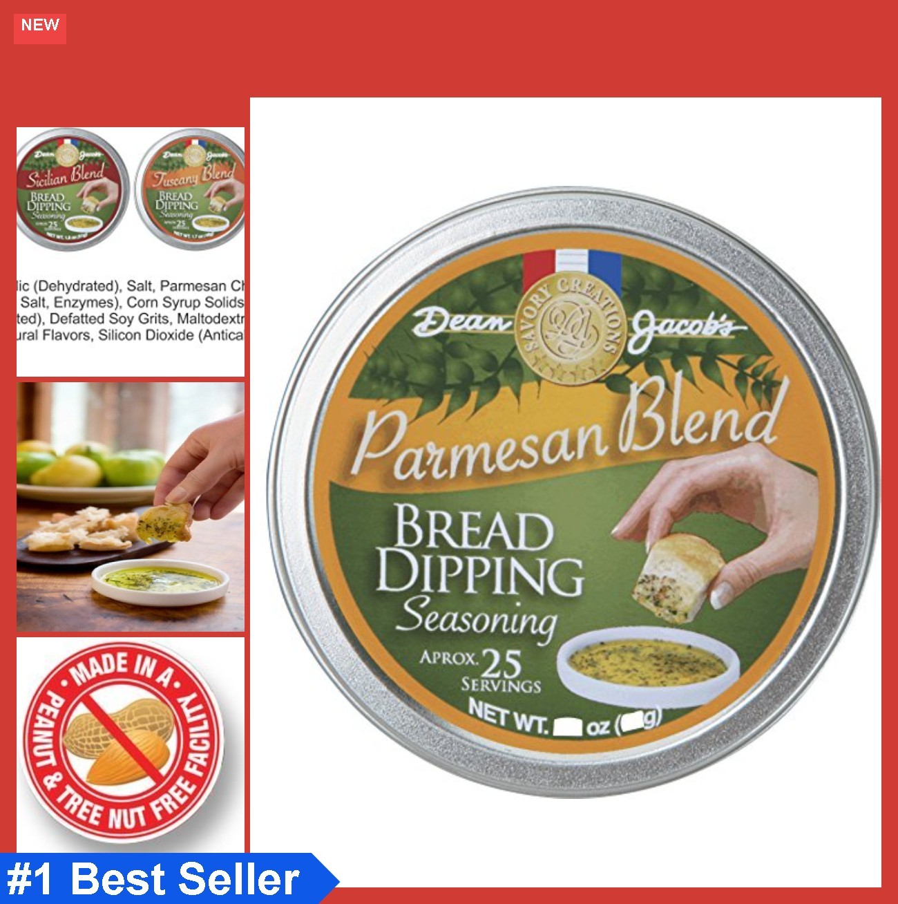 Parmesan Bread Dipping Seasoning Tin 1.75 oz Garlic Rosemary Kosher Blend