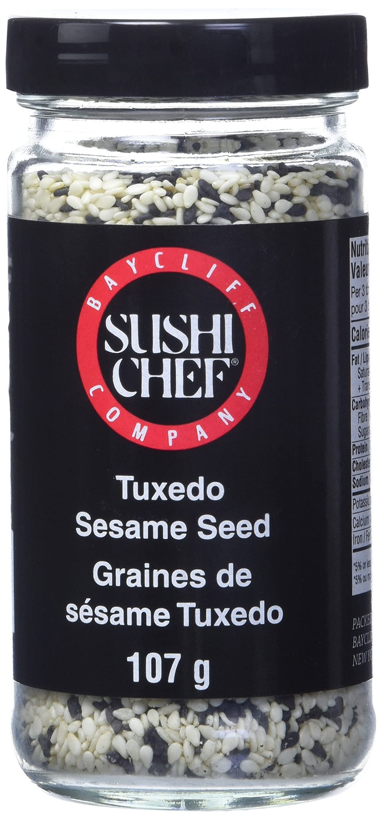 Sushi Chef Tuxedo Sesame Seeds 3.75 Ounce White Black Blend Premium Quality