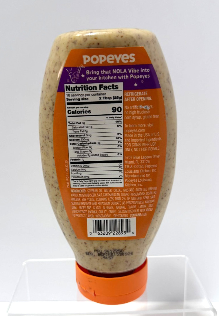 New Official Popeyes MARDI GRAS MUSTARD Creamy Mixed Dipping Sauce 18 Fl Oz