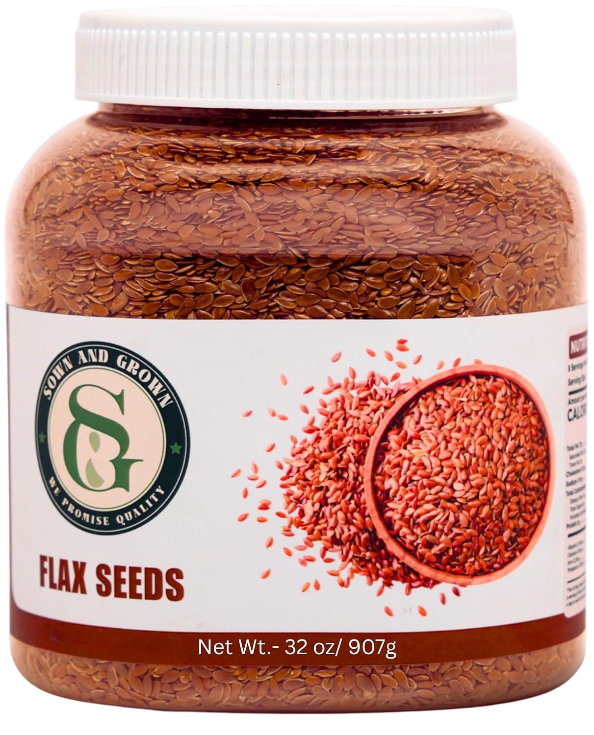 Sown and Grown Premium Brown Whole Raw Flax Seeds – 2Lb, 32Oz | Rich in Fiber, O