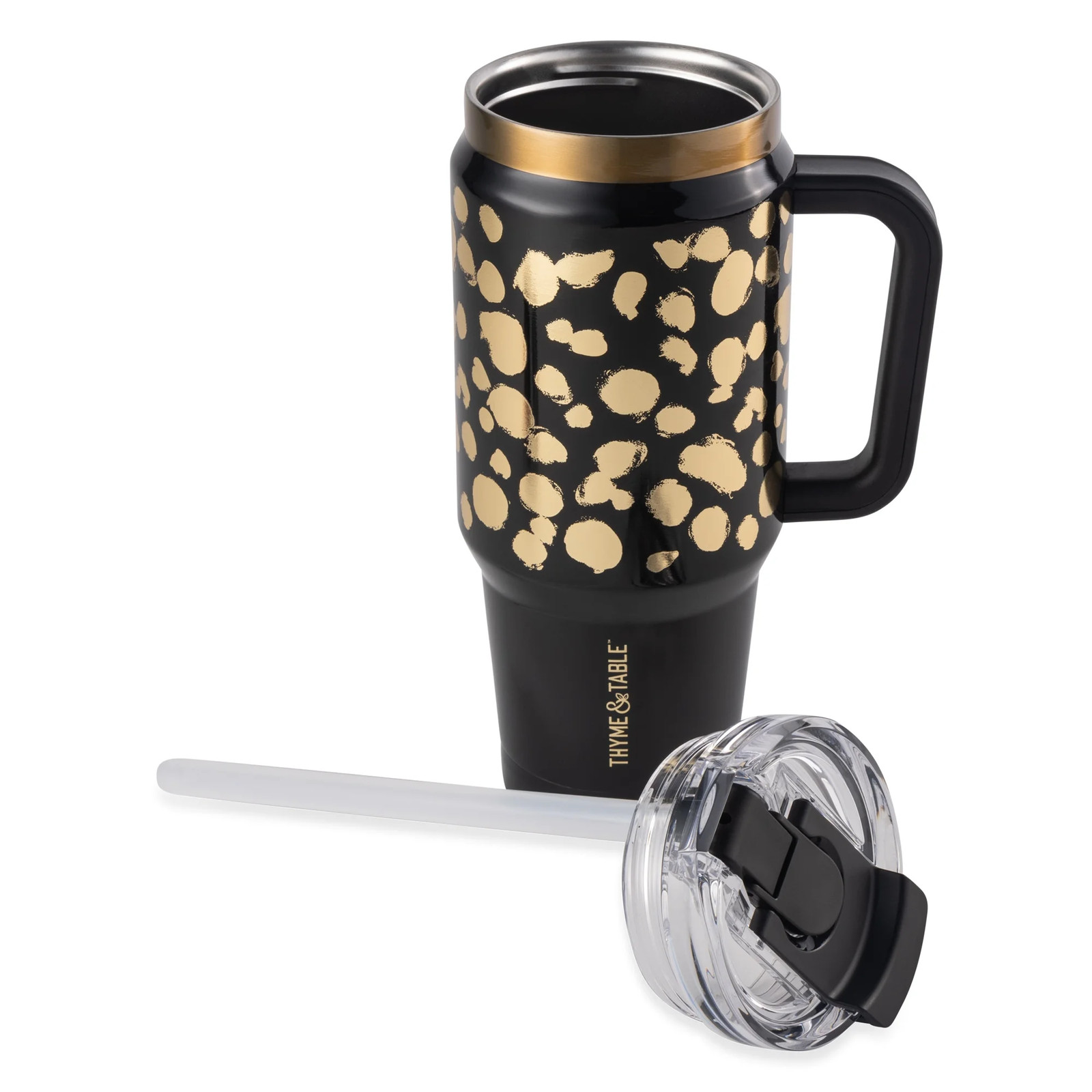 Thyme & Table 32 fl oz Stainless Steel Luna Tumbler with Handle and Dual Straw L