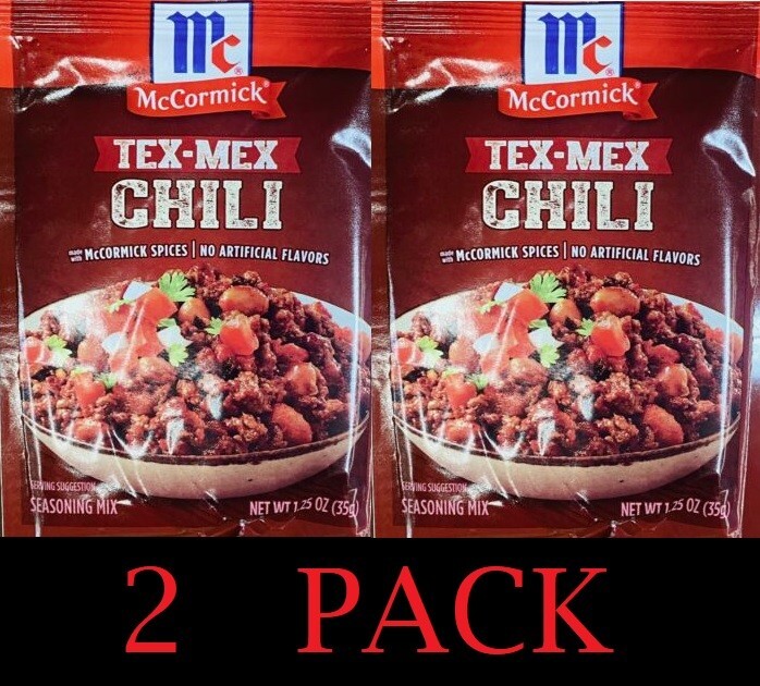 2x McCormick TEX-MEX CHILI Seasoning Mix Savory Herbs & Spices 1.25 oz – 2 PACK